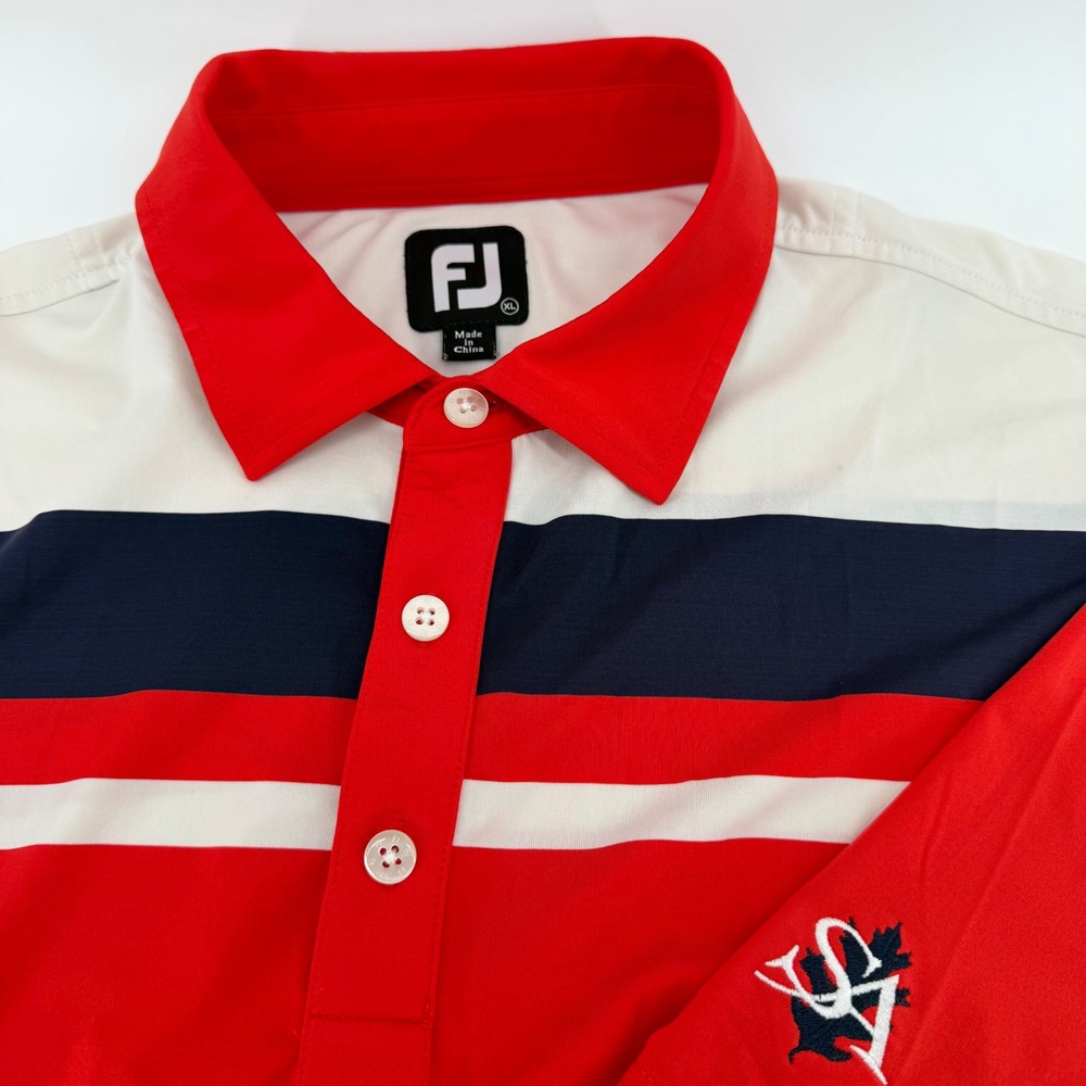 FootJoy Polo Shirt Mens XL Red Colorblock Striped ProDry Performance Golf Logo